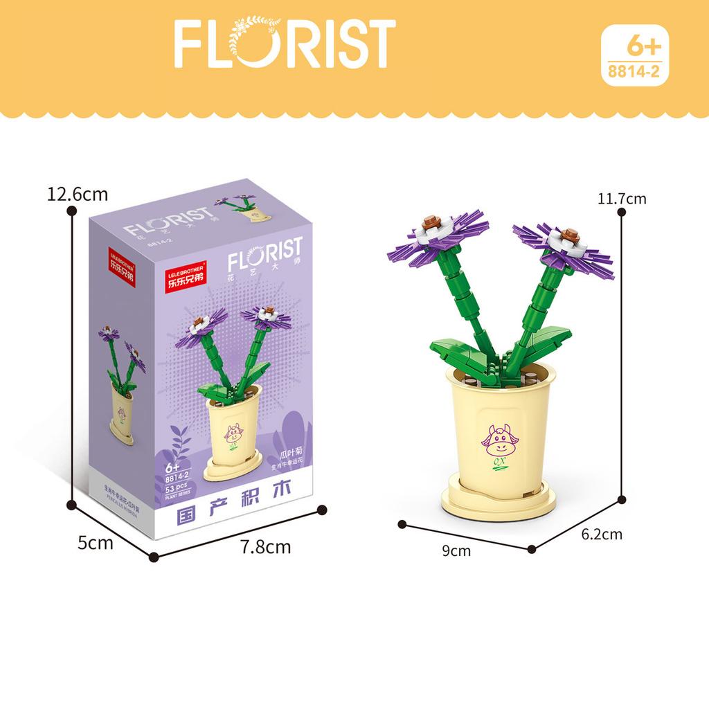 No Watering Building Blocks Succulents Potted Plants Bouquets, Rose Ornaments Small Particles Construction Toys Creative Gifts
