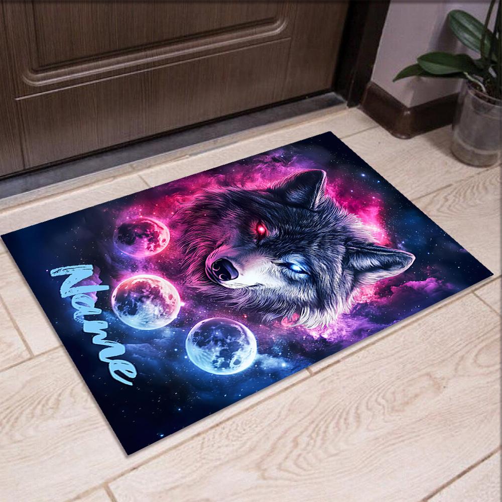 Custom Name Wolf Printed Carpet,Rug for Office Chair Living Room Bedroom Kitchen Room Decor Gifts.