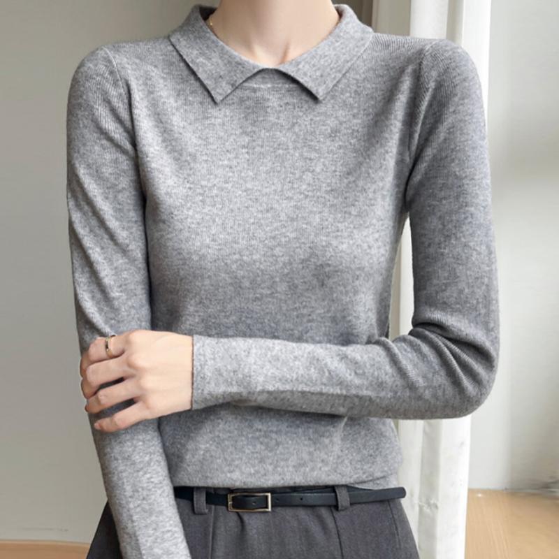 Navava Men Simple Daily Long Sleeve Collar KniT T shirT Nk2315