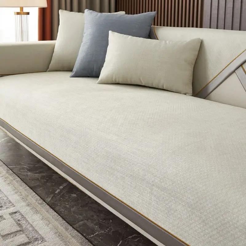 Light Luxury Sofa Cover Chenille Sofa Pad Solid Color Living Room Modern Sofa Cushion Non-Slip Cushion Armrest Covers for Home