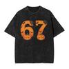 Vintage Washed Tshirt Funny 67 Meme Gen Alpha Slang Skeletal Hands Cotton Tshirts  Hip Hop Tee Shirt For Man Beach Casual Tops