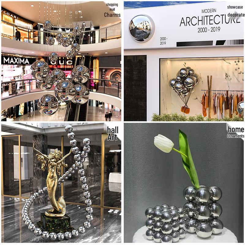 Reflective Silver Stainless Steel Decorative Mirror Ball Ornament