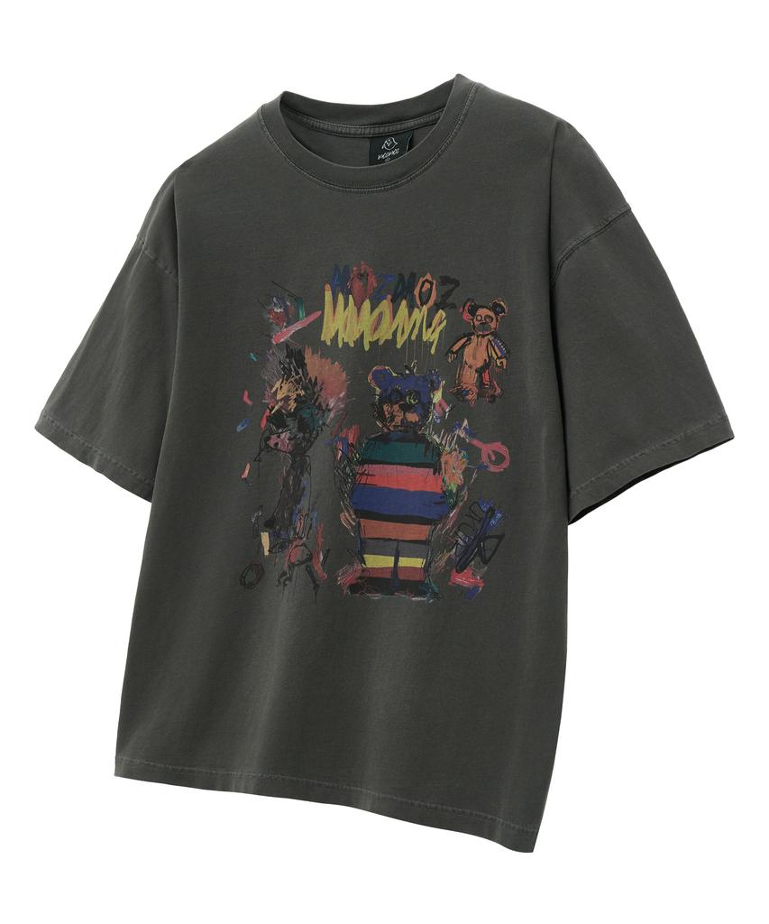 MOZMOZ Pride Bear Oversized Pigment Short Sleeve T-Shirt Charcoal