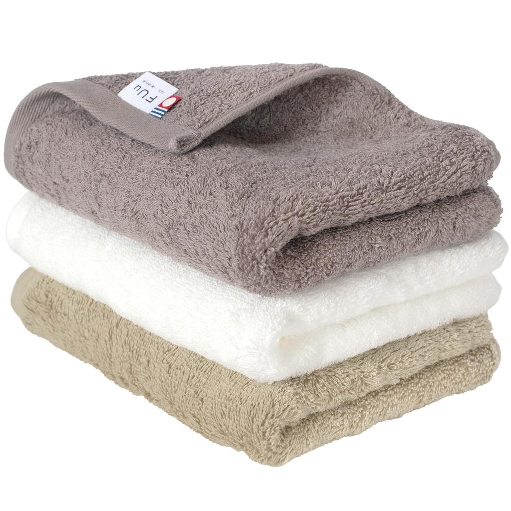Bloom Imabari Towel Certified FUu Face Towel Hotel Made in Assorted 3-Piece Set Soft, Fluffy, Thick, Absorbent, Quality, Japan, 100% Cotton, (Mild)