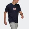 adidas T Shirts Men's Ink Blue Crew Neck Moderate Straight Fit GN8184