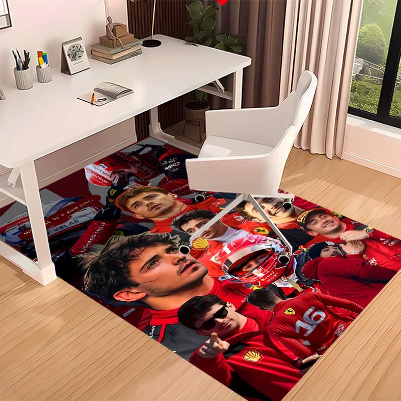 C-charles Leclerc F1 Racing Printed Absorbent Washable Carpet,Non-Slip Bathroom Mats,Kitchen Rugs,Living Room Entrance,Camping Picnic Rugs