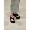 Small Person Increases Height, Thick-soled Flip-flops for Women's Summer Outer Wear, Pinch Feet, Leather Muffin Slippers, Slope Heel Sandals