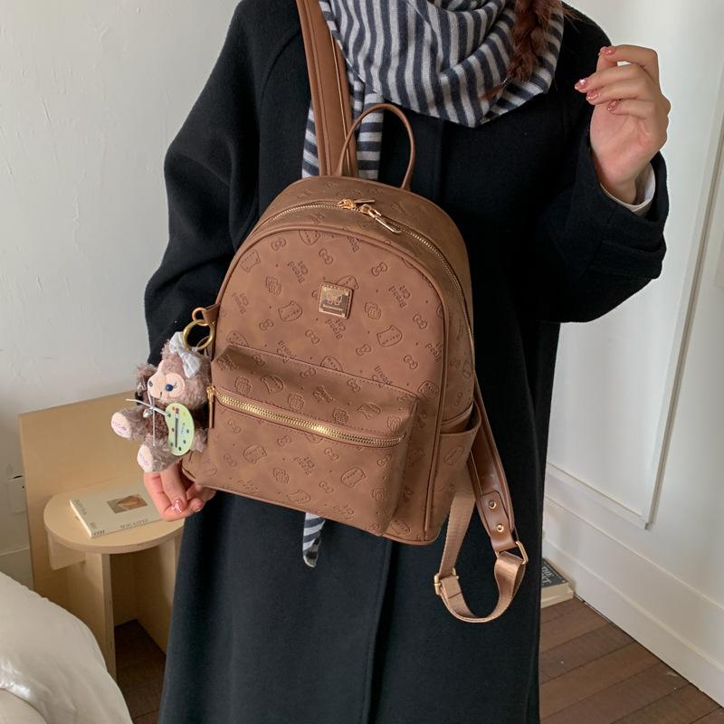 Retro Brown Large Capacity Handheld Backpack for Women's New High End, Niche and Non Collision Style Backpack