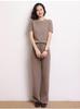 Women's Cashmere Knitwear: 2023 Autumn/Winter Loose Fit, Round Neck, Half Sleeve, Solid Color Base Layer.