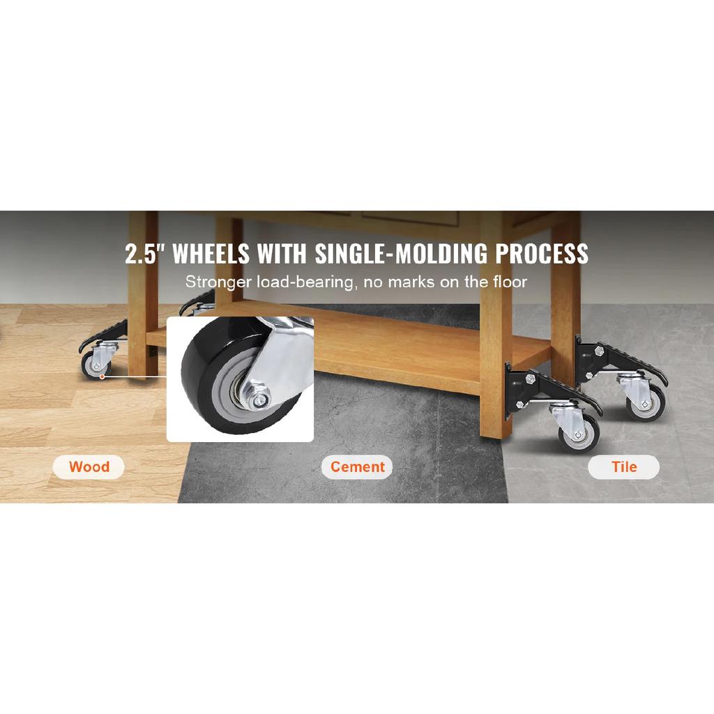 1pcs SucceBuy 165 lbs 2.5"  Workbench Caster Wheels Side Mounted Retractable Stepdown Wheel 360° Swivel for Tables Equipment