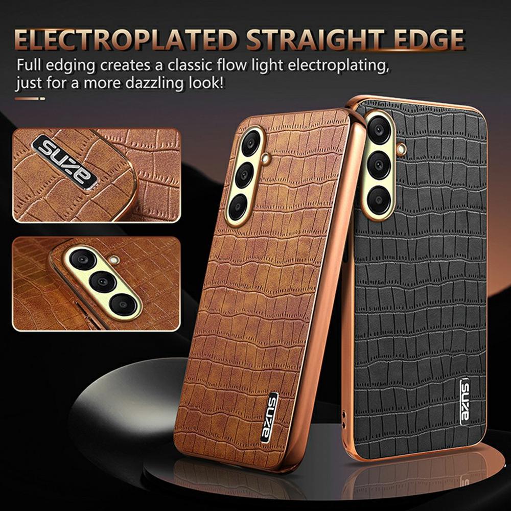 AZNS For Samsung Galaxy A17 5G Case Electroplating Crocodile Texture PU+TPU Phone Cover