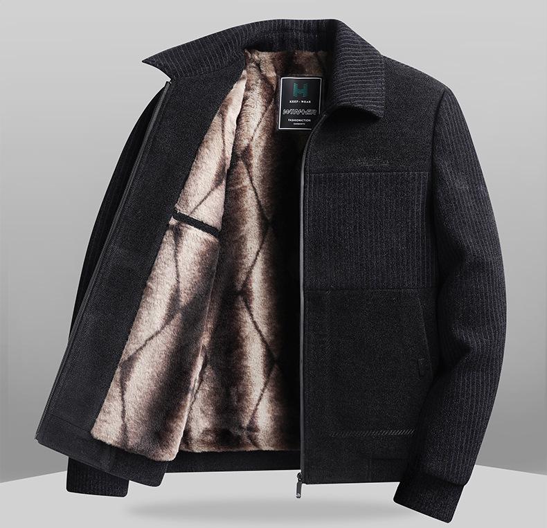 Plüsch-Chenille-Winterjacke für Herren für 50-Jährige - Lässiges warmes Oberteil für die Mitte des Lebens