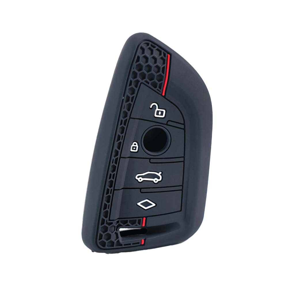 Silicone Key Fob Cover Compatible with BMW 1 2 3 4 5 6 7 Series X1 X2 X3 X4 X5 X6 X7 M Series Smart Keyless Soft Grip Texture