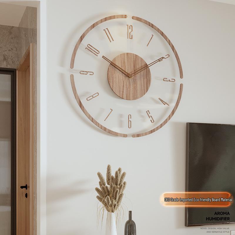 2022 Nordic Solid Wood Silent Quartz Wall Clock for Living Room