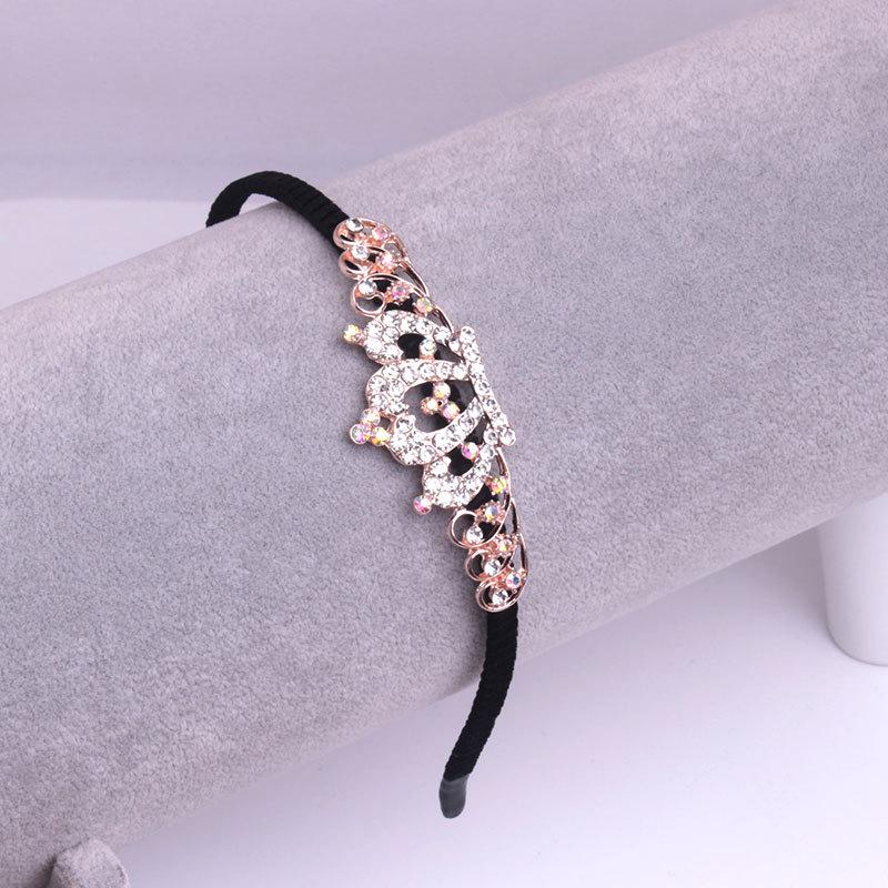 Gold Rhinestone Butterfly Korean Headband & Hairpin Set - Non-Slip Metal Hair Accessories