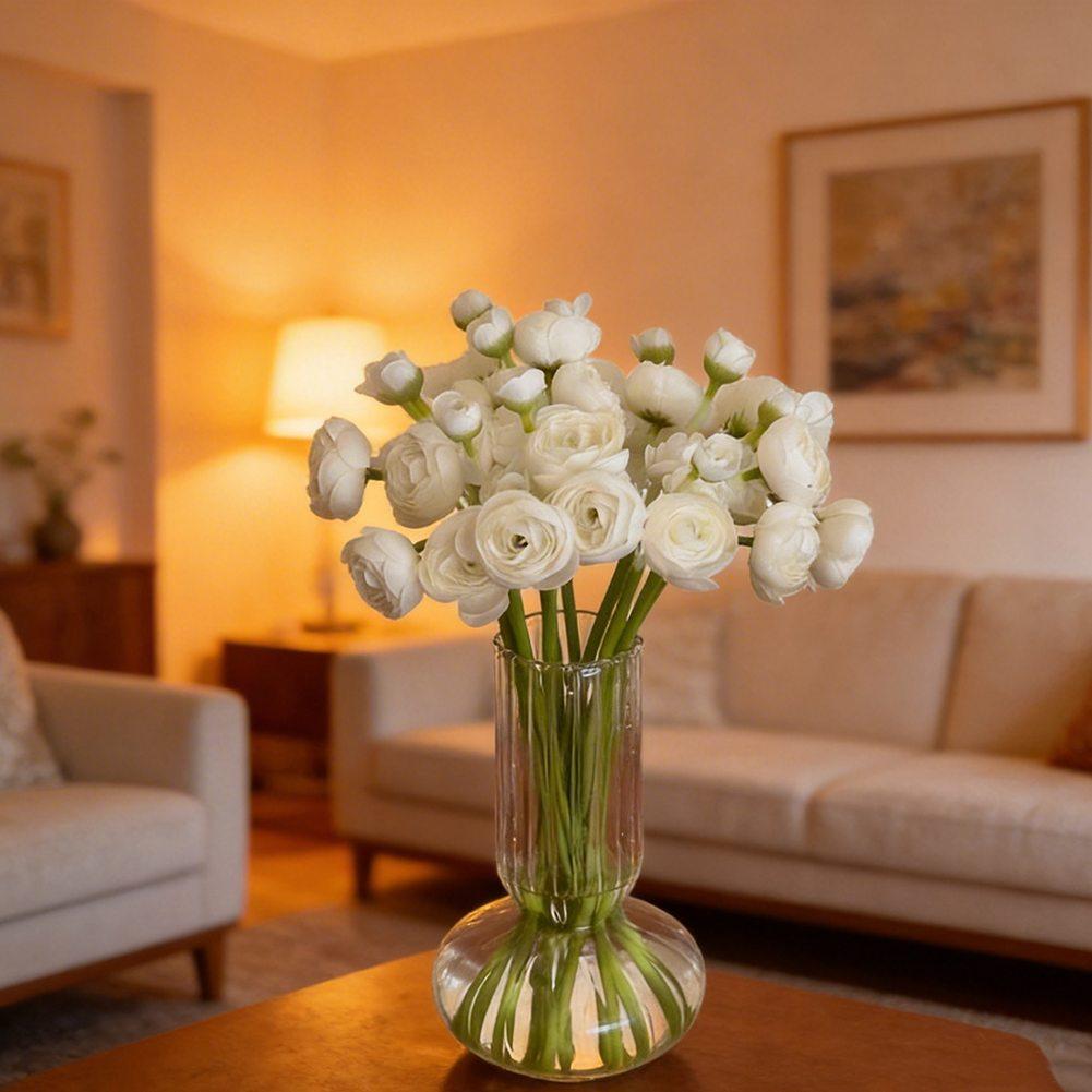 Ranunculus Faux Flower Set 24 Pcs Artificial Silk-Like Blooms for Vase Arrangements Home Decor Wedding Centerpieces and Styling