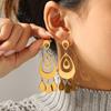 Wholesale 18k Gold Women's Niche Design Hollow Geometric Teardrop Earrings, Unique Fashion Drop Earrings