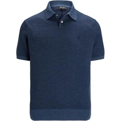 Polo FW24 Logo Embroidered Ribbed Short Sleeve Knit Top Men Tops Deep-Blue MNPGSWE1CM20023-400