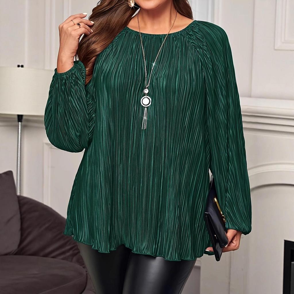 Wiosna/Lato 2025 Damska Luźna Perłowa Plisowana Bluzka z Długim Rękawem w Stylu Europejskim i Amerykańskim