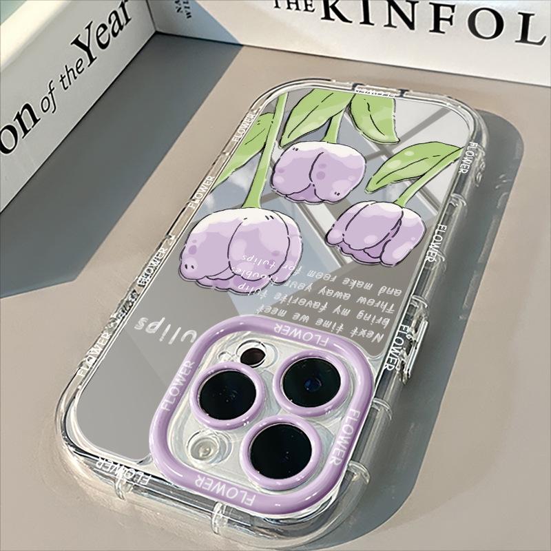 Puff Mirror Tulip Case for iPhone 16 Pro Max/15/14/13