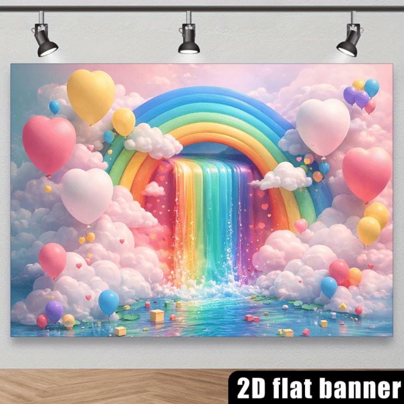 Stendardo Piatto 2D - Tessuto di Sfondo Colorato Arcobaleno Onirico, Materiale Poliestere, Adatto per Camere da Letto