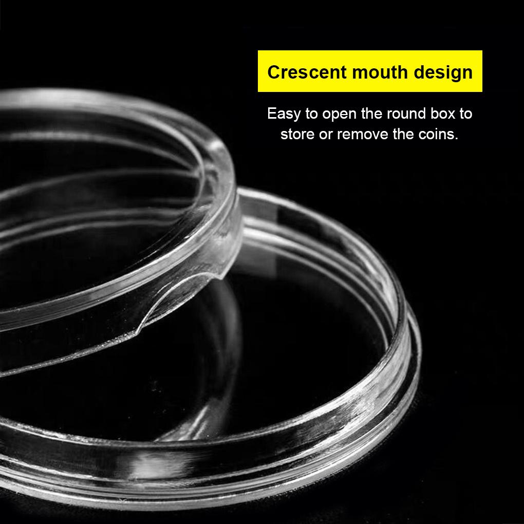 Pack of 100X 27mm Change Holders Portable Transparent Organizer Collectible Storage Container Gifts Accessory