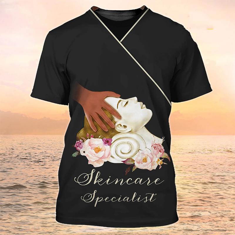 Masážní terapeut 3D tisk Tričko Jednotné pracovní oblečení Žena Muži Streetwear Trička Harajuku Trička Topy Unisex nadměrné oblečení