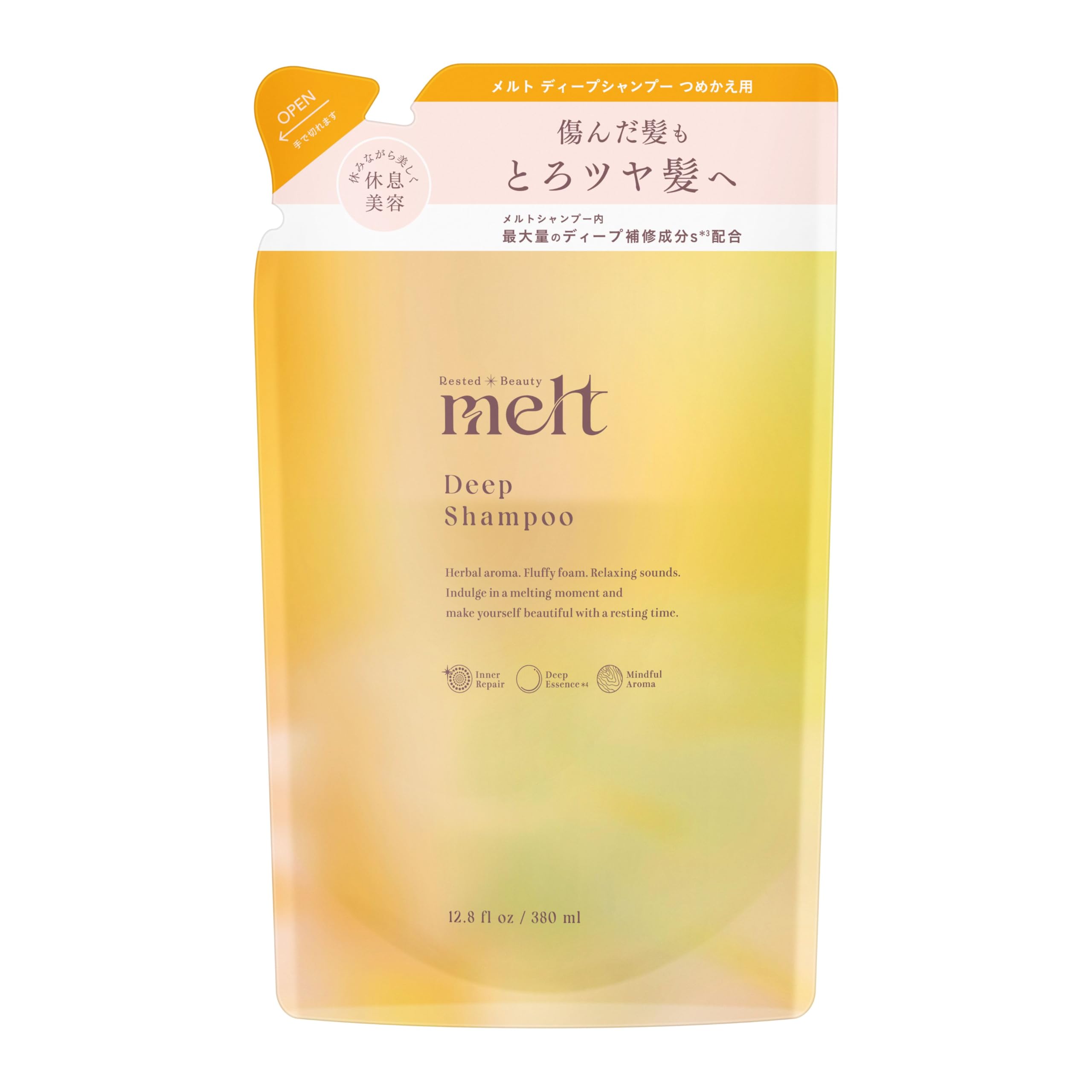 

melt Deep Shampoo Pump 480ml - Water Lily & Wood Scent, Natural Extracts, Silicone-Free Formula for Healthy Hair Refill 380ml