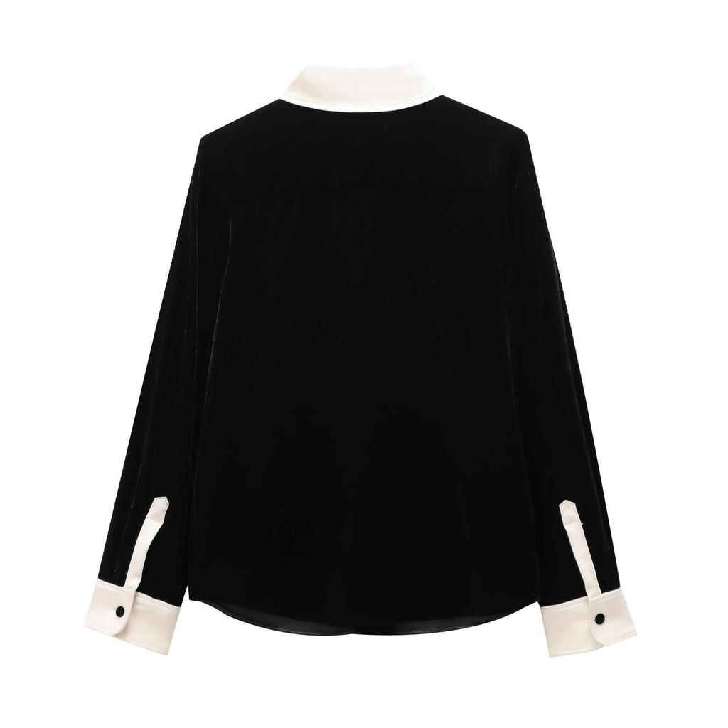 2024 Winter New Women's Velvet Long Sleeve Shirt & Casual Pants - European/American Style