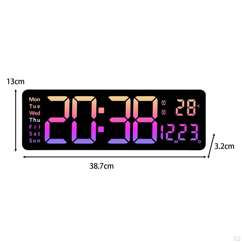 16inch Desk Digital Clock LED Alarm Remote Control Day of Week Large Display