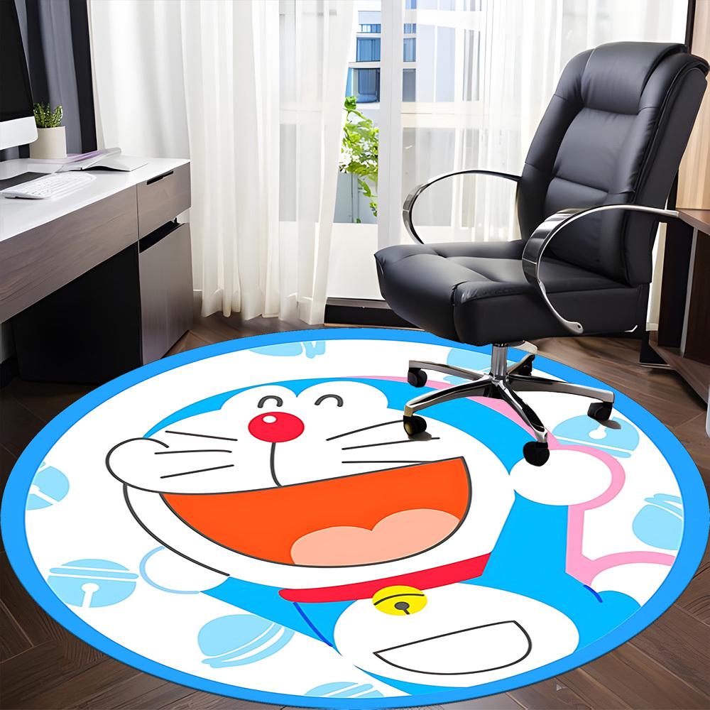 Doraemon Pattern Office Round Area Rug, Under Office Chairs Bedroom Living Room Home Decor A0908158