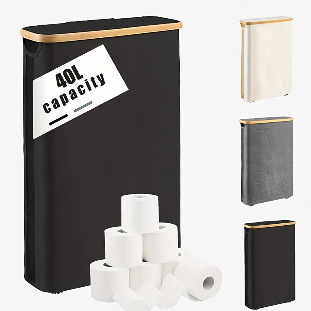 Multifunctional Storage Basket 600D Cationic Laundry Basket with Cover Foldable Toilet Paper Roll Storage Organizer Bag