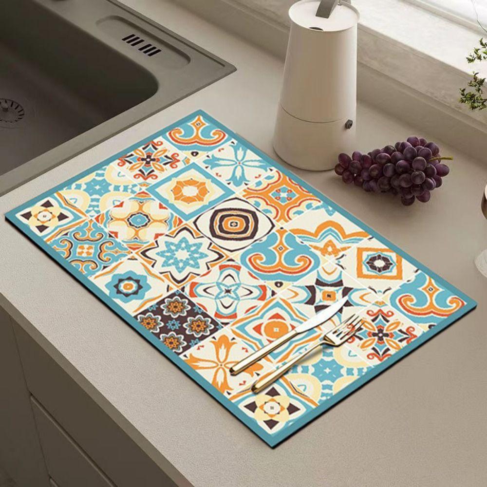 American Style Kitchen Drain Pad Absorbent Tableware Mat Table Home Decor Dish Drying Rugs Holiday
