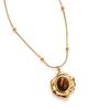 Women's Retro Tiger Eye Pendant Necklace - Luxury Titanium Steel Clavicle Chain, Non-Fading, Versatile Fashion Accessory