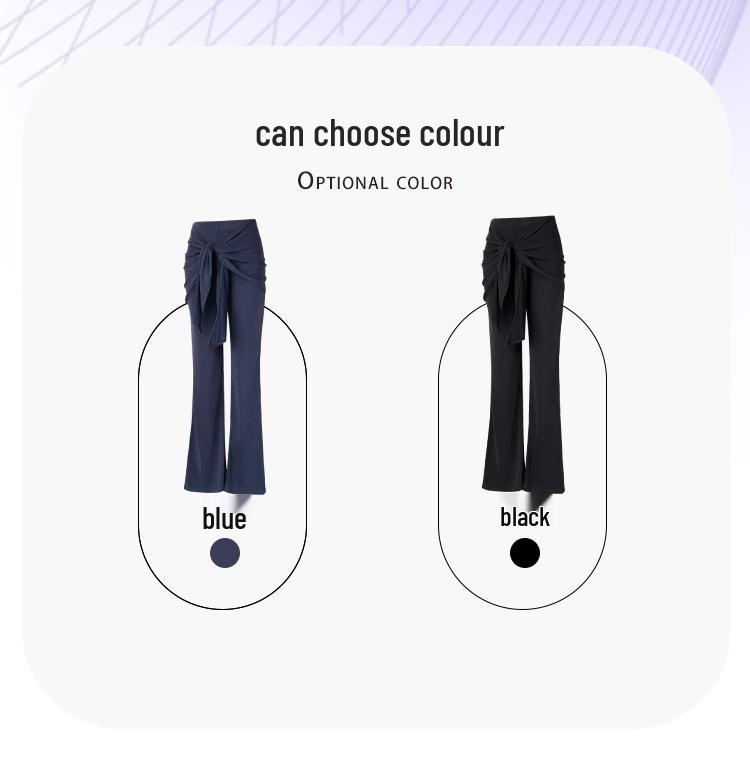 Dual-Layer Tie-Up Flare Yoga Pants - Slimming Pilates Leggings