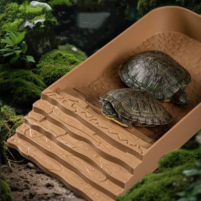 Plastskål för reptiler med rampstege Klätter-Sköldpaddsmatningsskål Fyrkantig Multifunktionell Badpool Terrarieuppsättning