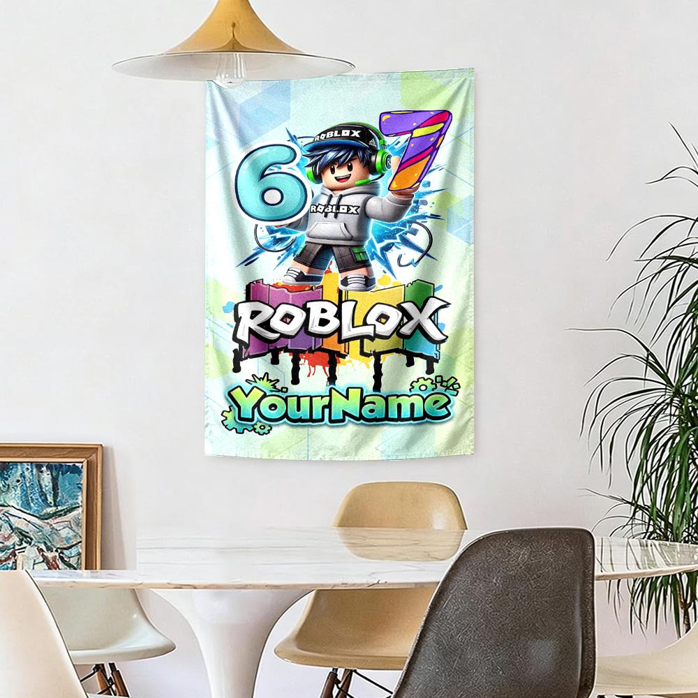 Roblox Vlastní Vaše Jméno Nástěnná Dekorace Gobelín Umění Pro Památku Domácího Mazlíčka Narozeniny Svatba Pozadí Rodinný Dárek