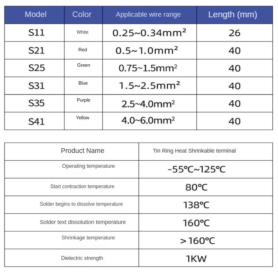100 Pieces Solder Seal Wire Connector Kit Home Appliance Repair Car Motorcycle Marine Heat Shrinkable Butt Connector Insulat