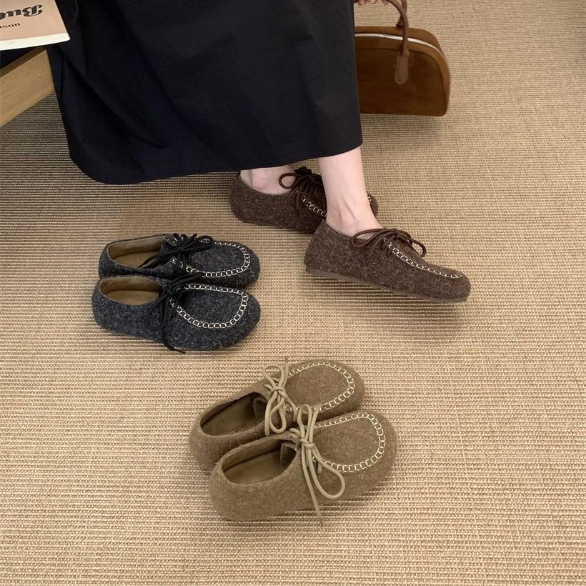 Early autumn plush retro Korean version lace-up versatile outer bag head half-drag lazy Birken slippers