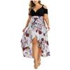 Women's Plus Size Bbohemian Print Off-the-shoulder High-waist Irregular Dress