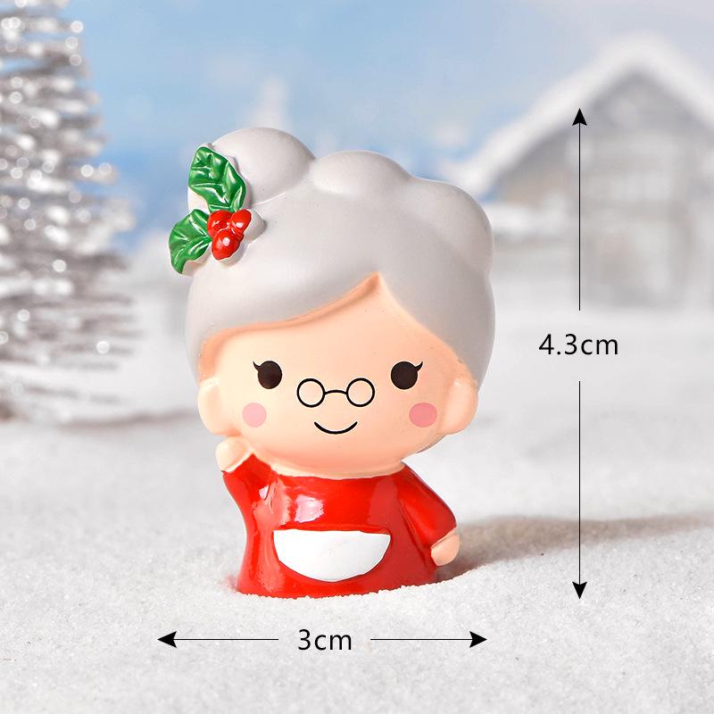 Christmas Cartoon Resin Santa & Snowman Couple Micro Landscape Ornaments