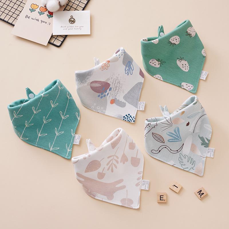 Pure Cotton Baby Drool Bib: Double-Layer Triangle Scarf with Snap Closure, Anti-Spit Up for Newborns