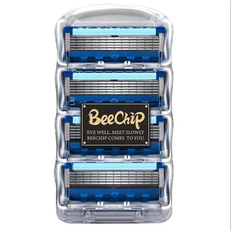 Manual Shaving For Men Replace Head Five Layer Blade Eight Comfortable Shaving Blades The Latest Blue No Skin Damage Uncharged