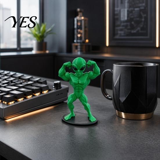 Stable Base Figurine Novelty Alien Statue, 3D Printed Muscular for Unique Sculpture Home, Office, Game Room, Desktop, Shelf, Coffee Table Decor