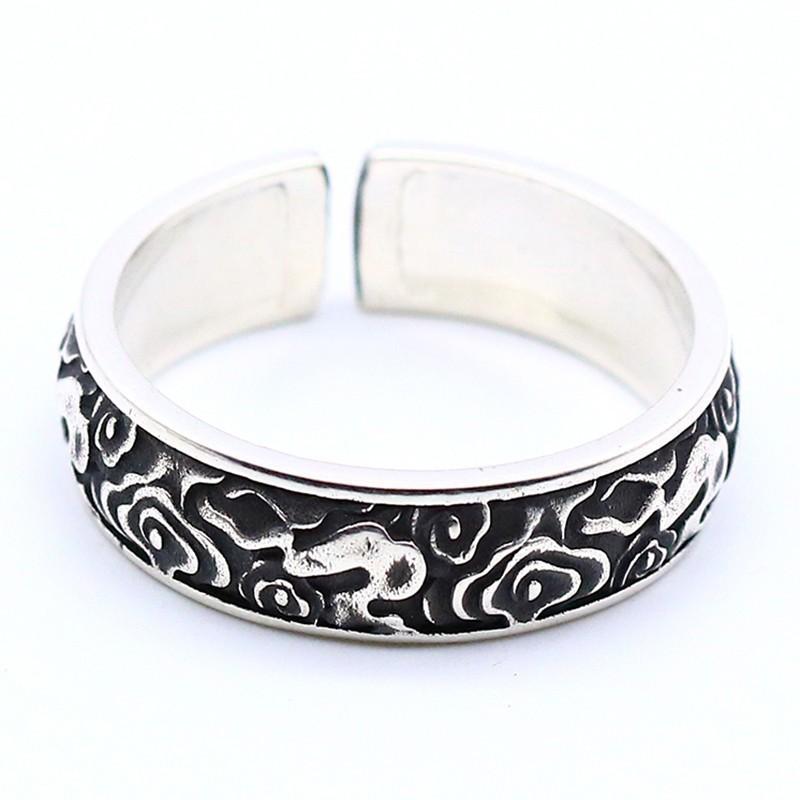 Adjustable Vintage Cloud Motif Ring Men Women Handcrafted Plated Open Band Retro Jewelry