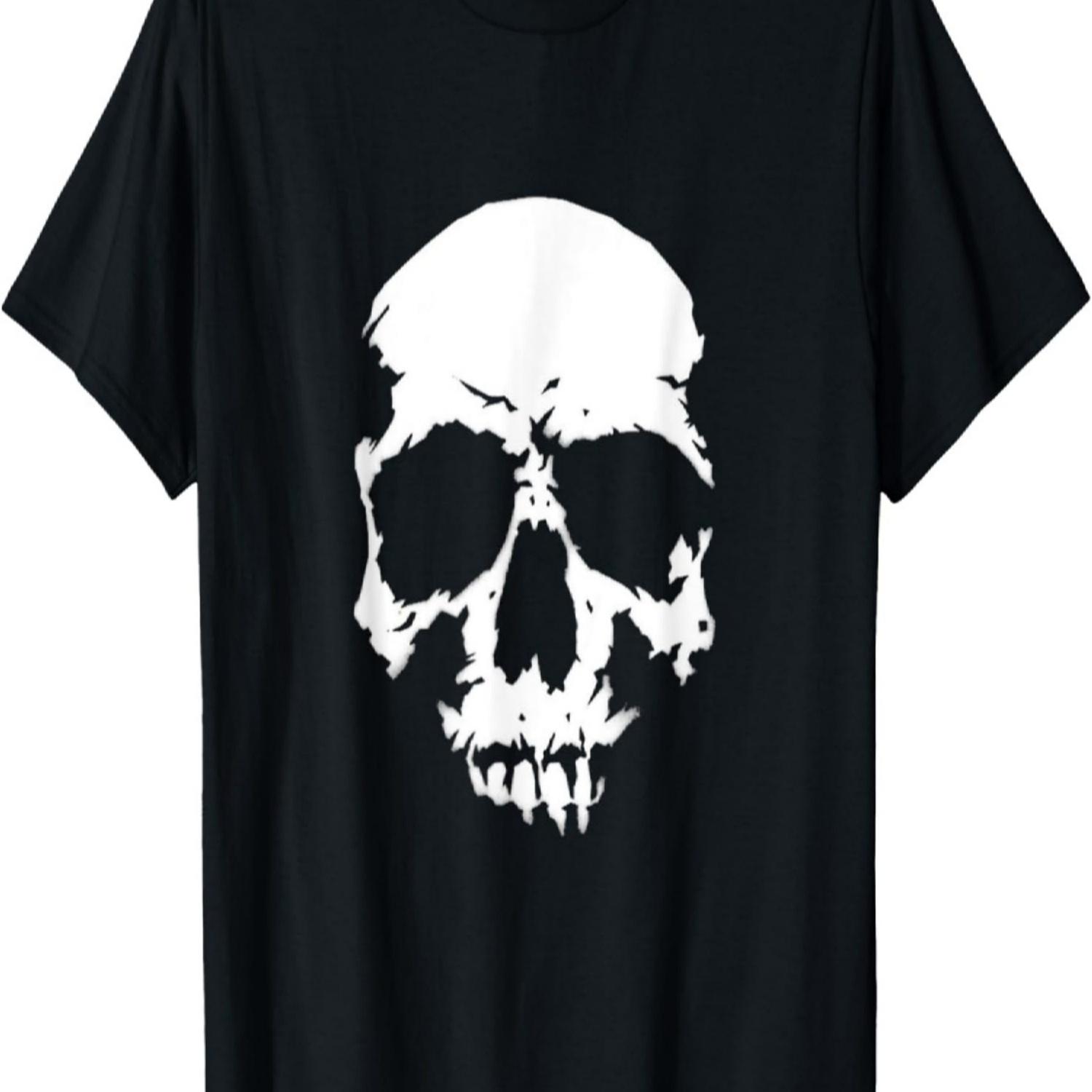Realistic skull, skull t-shirt, rice teeth, biker rocker T-Shirt S чёрный