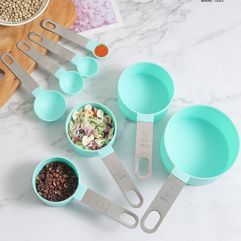 4/8Pcs/Set Plastic Multi Purpose Measuring Cup Measuring Spoon Stainless Steel Handle With Graduated Measuring Baking Tools