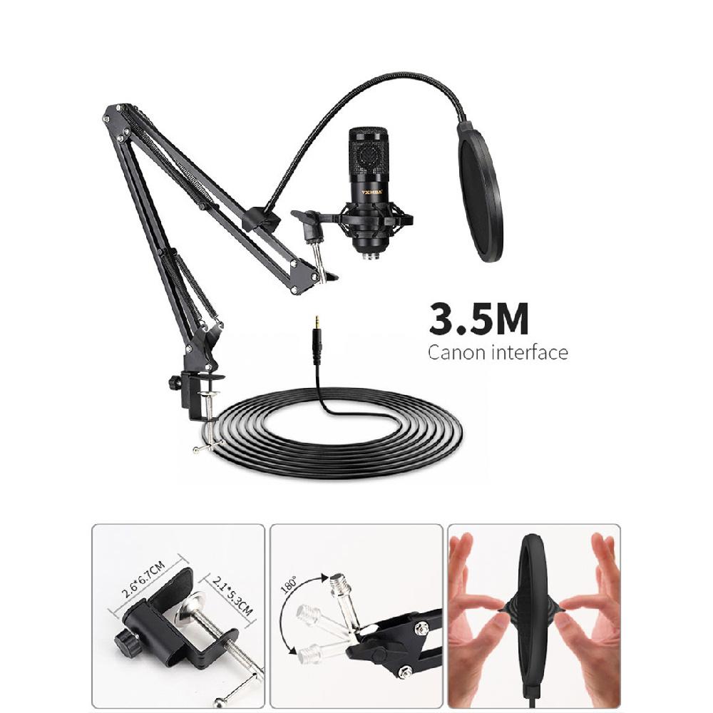 BM-800 Bluetooth Condenser Microphone Kit Studio Filter Boom Scissor Arm Stand