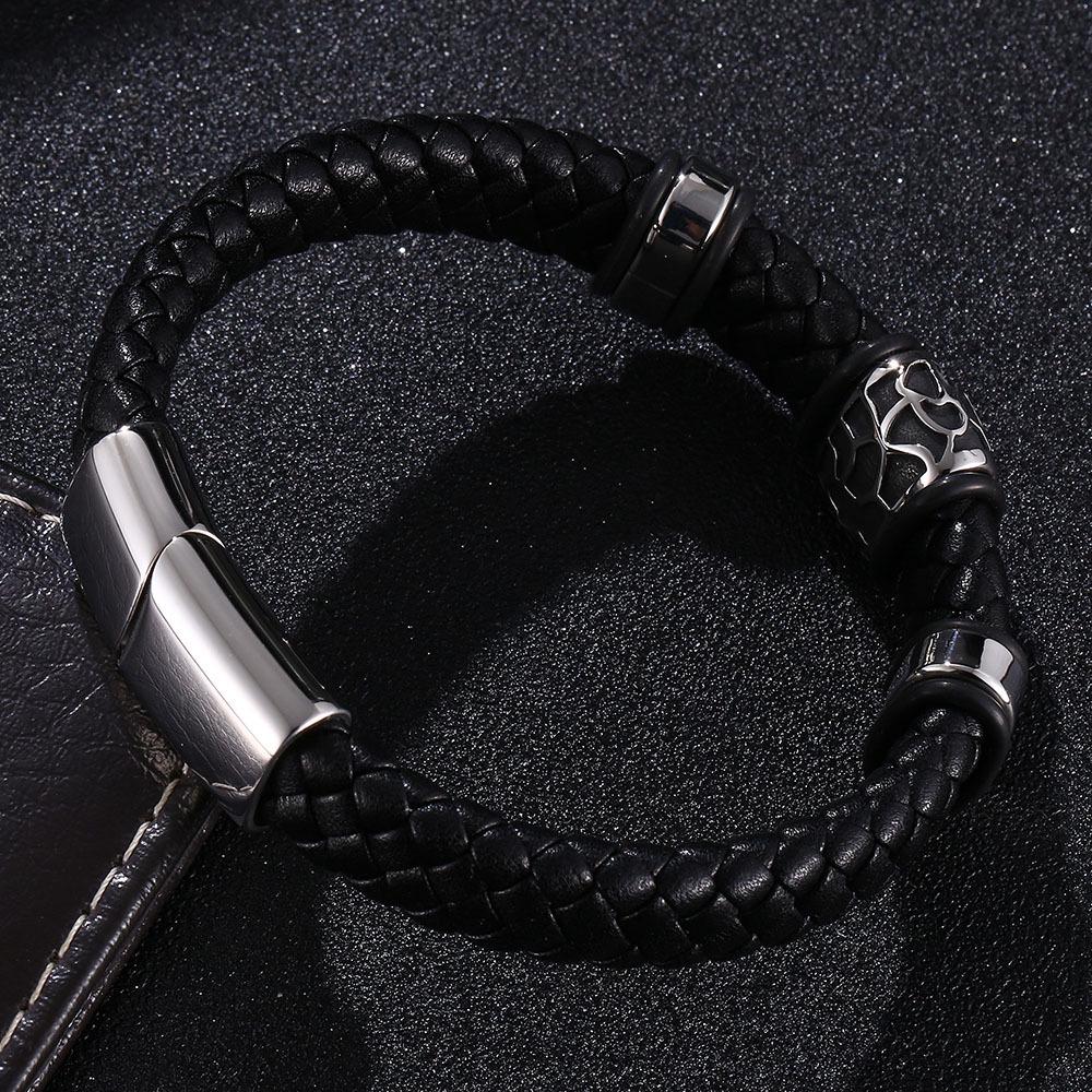 Titanium Steel Men's Multicolor Leather Bracelet