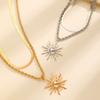 European and American Cross-border Fashion Sunflower Flame Pendant Necklace Jewelry Light Luxury Creative Niche Stacking Wearing Sun Collarbone Chain